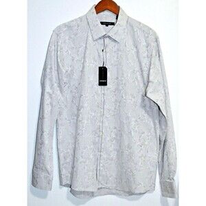 Report Collection Men’s Dress Shirt XL Slim Fit B Label NWT Silver Floral